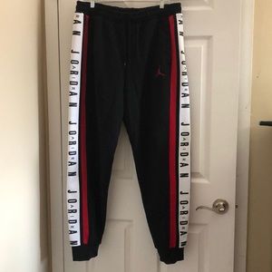 black and red jordan pants